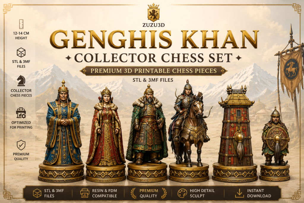 genghis khan collector chess set